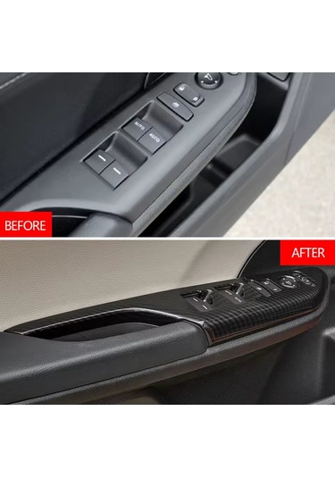 Honda Civic Fc5 Fk7 2017 - 2020 İç Kapı Kol Dayama Cam Düğme Karbon Fiber 2 Adet Ön Taraf 2 Adet Ar