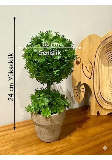 Ev Ve Ofis Hediyesi Dekoratif Yapay Şimşir Ağacı - Saksılı 10x24 Cm Yeşil