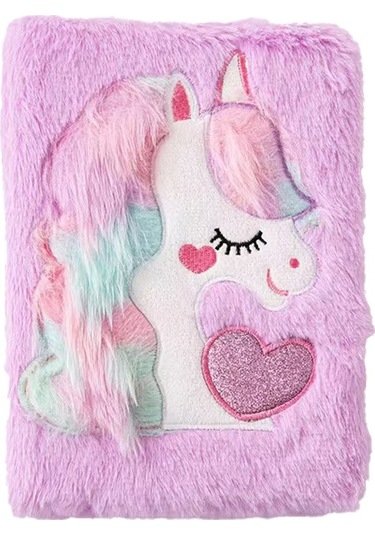 Tek Boynuzlu At Sevimli Peluşdefter Mor