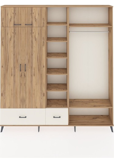 Arges Dolap 12 Raflı 2 Çekmeceli 2 Askılı 220x30x243 Çam-çam/aytaşı Atlas Çam/aytası