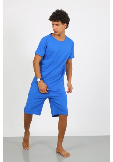 Akbeniz Erkek Pamuk Lakost Alt Üst Kaprili Pijama Takım Saks 6872 Saks