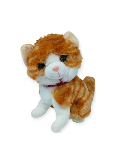 Sesli Peluş Kedi 25 Cm - Sarı Sarı