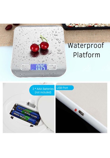 Ximistore9 "mini Hassas Mutfak Terazisi - 5kg Kapasiteli, Usb Şarjlı, Çoklu Ölçüm G/ml/oz/lb " Gümüş