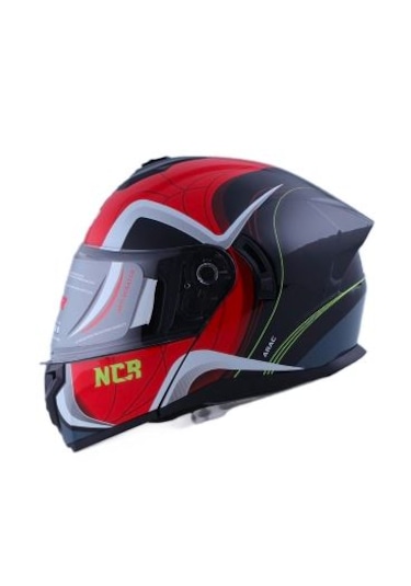 Ncr Kask Çene Açılır 166 Ece Belgeli Kask Mat Kırmızı Grafik