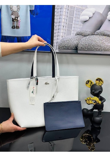 Allure Boutique Kadın Çiftli Çanta Beyaz - Lacivert