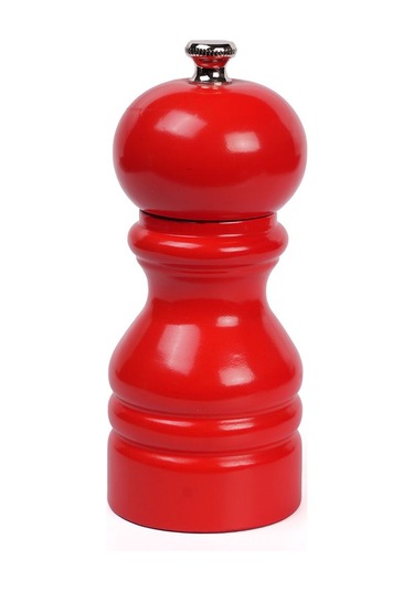 Kırmızı Ahşap Tuz Ve Karabiber El Değirmeni Öğütücü Grinder 12 Cm Kırmızı