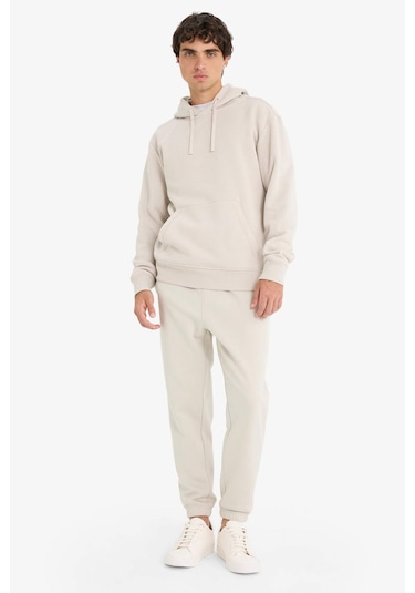 Defacto Regular Fit Beli Bağcıklı Cepli Paçası Lastikli Şardonlu Basic Düz Jogger Eşofman Altı E6326ax25aubg766 Bej