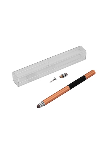 Aubyhe Wk120b Metal Kalem - Çift Uçlu Dokunmatik Stylus Kumaş+disk Altın Renk Şık Kutu Set