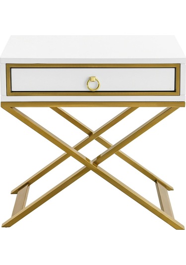 Jasmin Gold Metal Beyaz Komodin