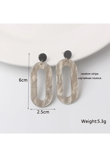 Guangtuo Akrilik Kadın Dangle Küpe - Hollow Geometrik Desenli Leopar Şerit Kolye Antik Altın Kaplama