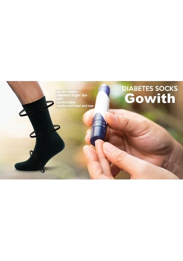 Go With Pamuklu Lastiksiz Siyah Renkli Sağlıklı Diyabet Çorabı 4 Siyah