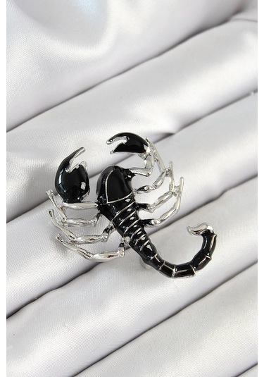 3d Siyah Akrep Figürlü Gümüş Renk Kadın Broş Çok Renkli