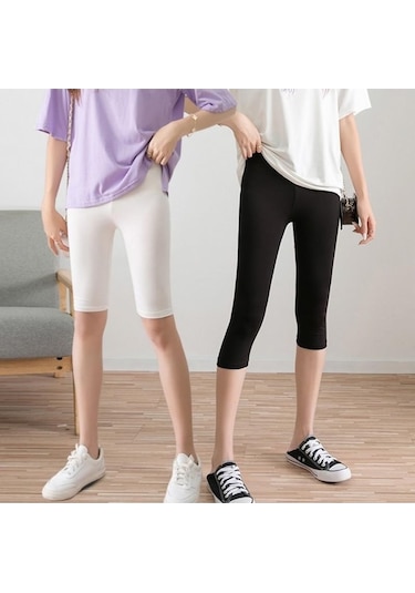 Tongxida Modal Spor Tayt Kadın Diz Boyu Buzağı Uzunluğu Yoga Pantolon Sarı 70-80kg Sarı