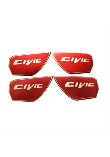Honda - Civic Fc5 2016-2020 Uyumlu İç Kapi Kolu Kaplama Kirmizı