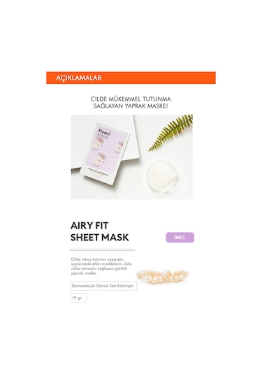 Missha Airy Fit Sheet Mask Pearl İnci Özlü Aydınlatıcı ve Nemlendirici Yaprak Maske 1 Adet