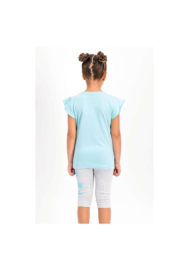 Karlar Ülkesi Frozen Lisanslı Lisanslı Bebe Mavi Bisiklet Yaka Kız Çocuk Tayt Kapri Takım Bebe Mavisi