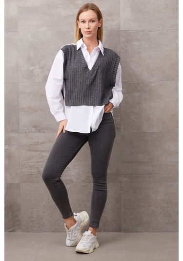 Dparis Süveter Detaylı Gömlek