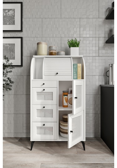 Merlin Mobilya Astana 9 Bölmeli Beyaz Bakliyat Saklama Kileri