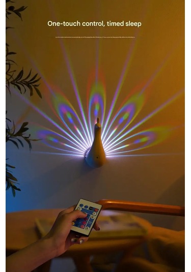 Süslü Tavuskuşu Projektör Lambası Uzaktan Kumandalı Yedi Renk 2 Çok Renkli