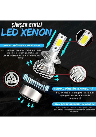 Renault Megane 2 2002-2009 Uzun Far Uyumlu Şimşek Etkili Led Xenon Performance Series H1