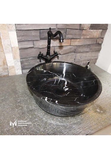 Toros Siyah Mermer Dizayn Çanak Lavabo