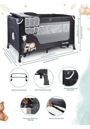 Prego Atlanta Max Alt Açma Üniteli Oyun Parkı + Yatak