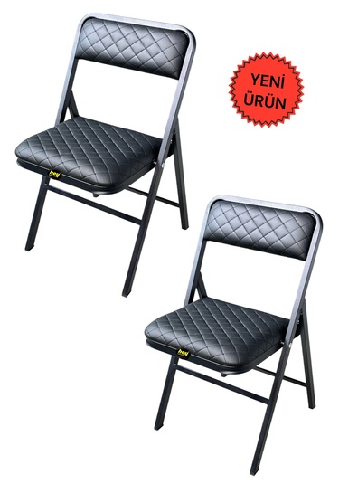 Hey 2'li Katlanır Kamp Sandalyesi Piknik Sandalyesi Siyah Baklava Siyah