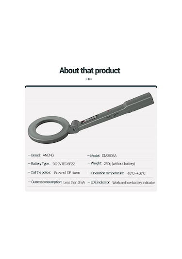 Aneng Dm3004A Taşınabilir Katlanır Kafalı Metal Dedektörü Cihazı