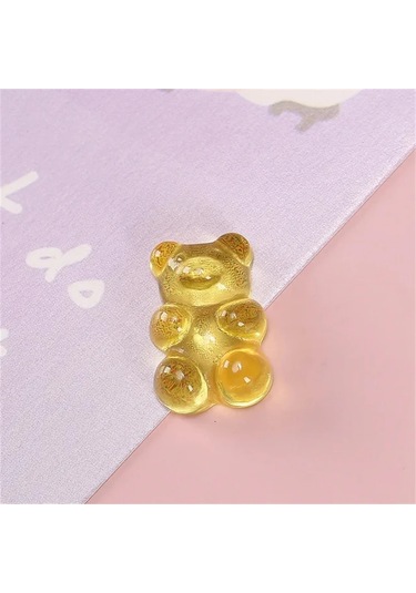 50 Adet 3d Karikatür Jöle Ayı Nail Art Reçine Takılar Rhinestones Kawaii Aksesuarları Çivi Süslemeleri Dıy Malzemeleri Parçaları Üzerinde Basın Yellow