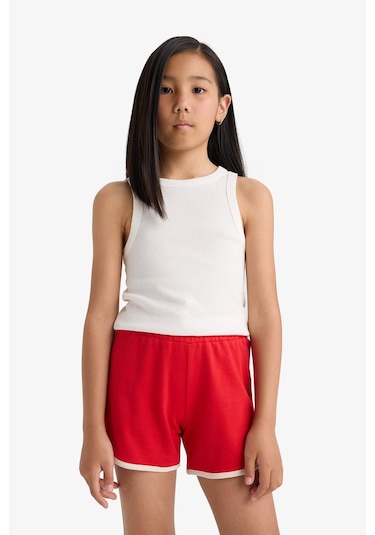 Defacto Kız Çocuk Beli Lastikli Basic Düz Şort B5164a825hsrd256 Kırmızı
