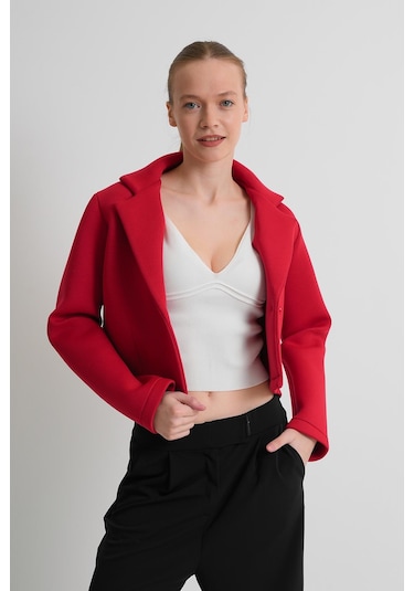 Alexander Gardi Alexandergardı Astarsız Crop Blazer Ceket Kırmızı