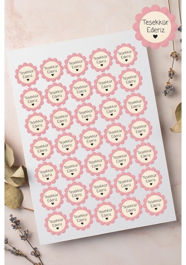 Desenli Thank You Teşekkür Stickers Paketleme Çıkartma Pytkstk97