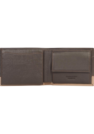 Cengiz Pakel Hakiki Deri Şerit Detaylı Yatay Erkek Cüzdan 27513 - Kahve/toprak Çok Renkli