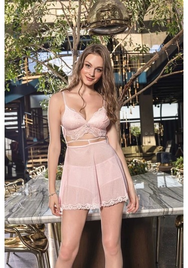 Bralet, Boxer Ve Etek Takım Pembe Brf3407 Pembe
