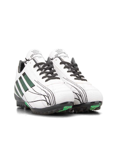 Sportaç Lig Mbappe Numara 37 Genç Halı Saha Futbol Ayakkabı Beyaz Beyaz - Siyah - Yeşil