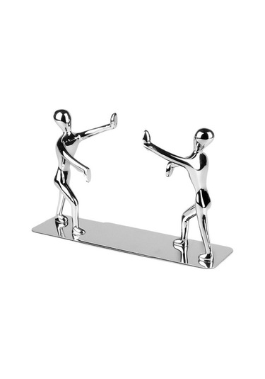 Joyhub 1 Çift / Grup Moda Serin Metal Paslanmaz Çelik Insan Şeklinde Bookend Okul Kırtasiye Ofis Arzı Bookends Renkli Torpido Üstü