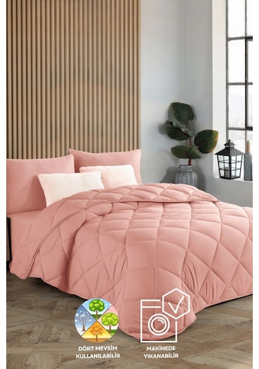 Formeya Pudra Soft Silikon Yorgan Çift Kişilik 195 215 Pudra