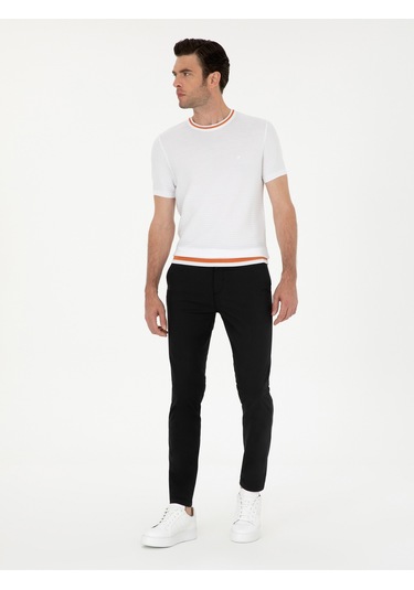 Cacharel Siyah Slim Fit Kanvas Pantolon