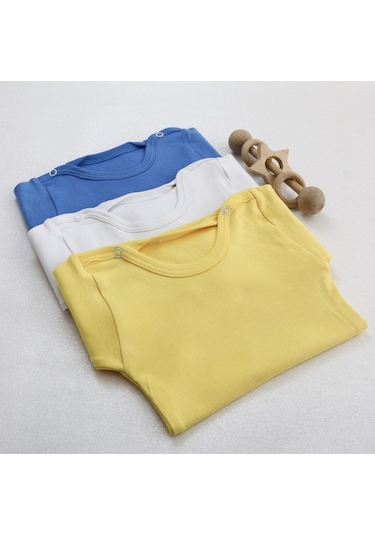 Kız-erkek Unisex 3'lü Paket Bebek Pamuklu Uzun Kollu Basic Cıtcıtli Body-zıbın 001