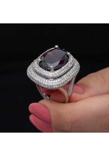 Casera's Gümüş Ametist Taşlı Kadın Yüzük Csr2185509 Gümüş