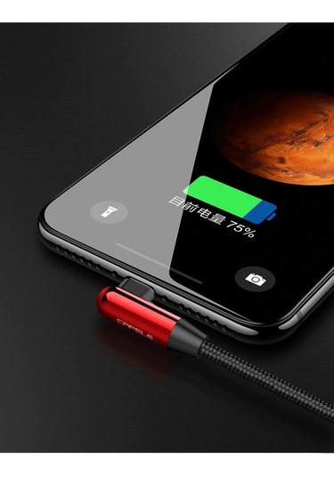 iPhone Uyumlu Lightning 90 Derece Led Işık Gamer Şarj Ve Data Kablo