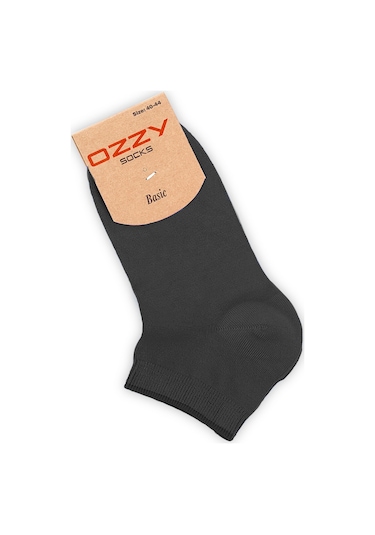 Ozzy Socks 12 Çift Bambu Erkek Dikişsiz Patik Çorap Siyah - Füme