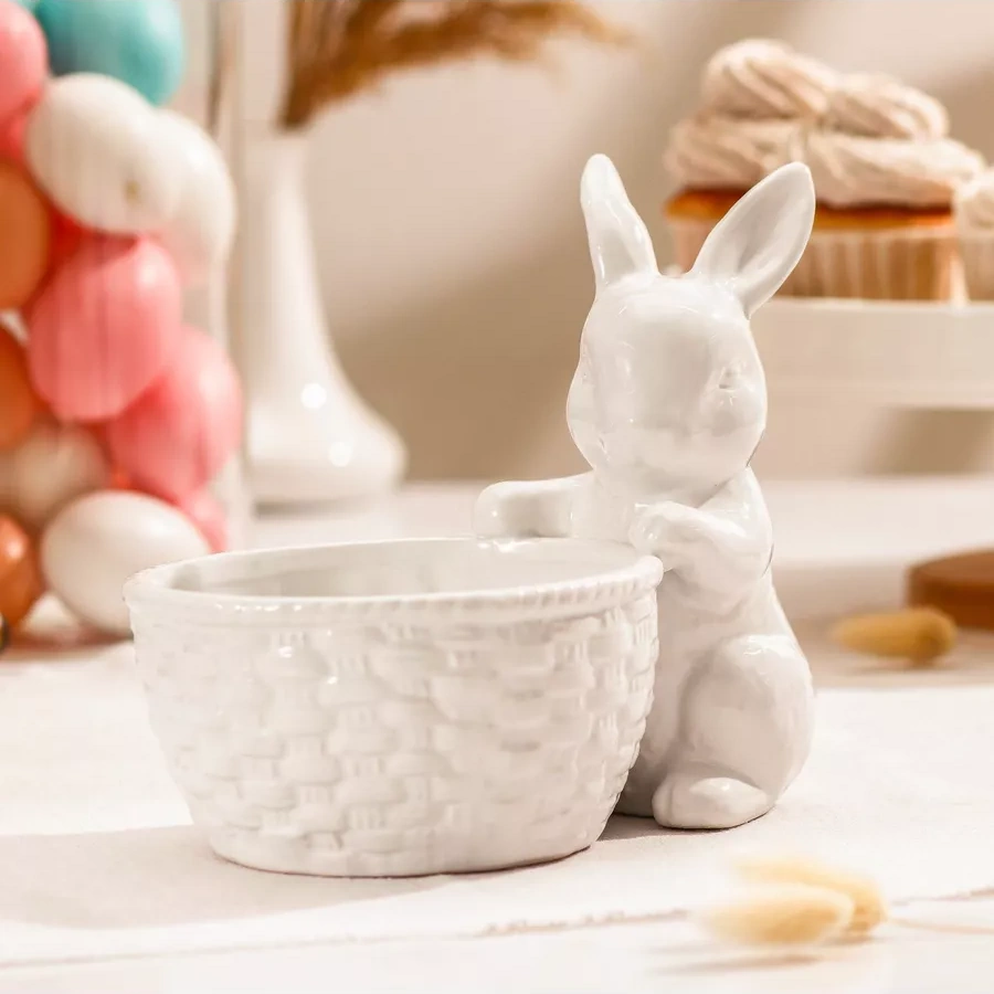 Dolana Beyaz Tatlı Şekilli 500 Ml "tavşan" Şekerlik, Dolomit 173231569 Beyaz