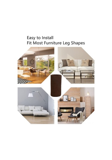 Fosenze 6 Adet Kahverengi Poliester Minderli Masa/sandalye Ayak Koruması - Kayma Engellici, Gürbüz İki Katlı Örgü, Ses Azaltıcı