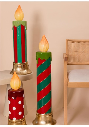 The Mia Dekoratif Led Işıklı Yılbaşı Mumu 25x25x74 Cm 1 Adet