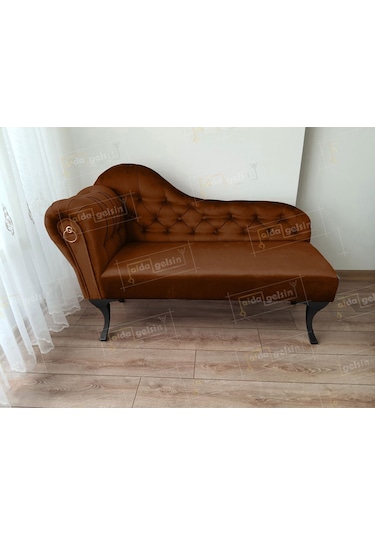 Dekoratif Bihter Koltuk Josefin Puf 110 Cm Siyahayak Kahve