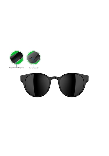 Wiami Akıllı Güneş Gözlüğü - Bluetooth, Sesli Komut Ve Stereo Hoparlör Siyah