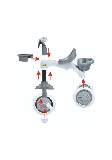 Kitty Üç Tekerlekli Bisiklet Çocuk Bisikleti 3 Teker Bisiklet 1-3-5 Yaş Plastik Motor İlk Bisiklet Sepetli Gri