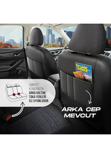 Panda Atlanta Serisi Keten Kumaş Oto Koltuk Kılıfı - Tam Set