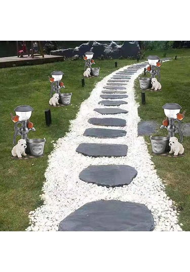 Güneş Enerjili Işıklı Tırmanan Köpek Bahçe Heykeli, Dış Mekan Reçinesi